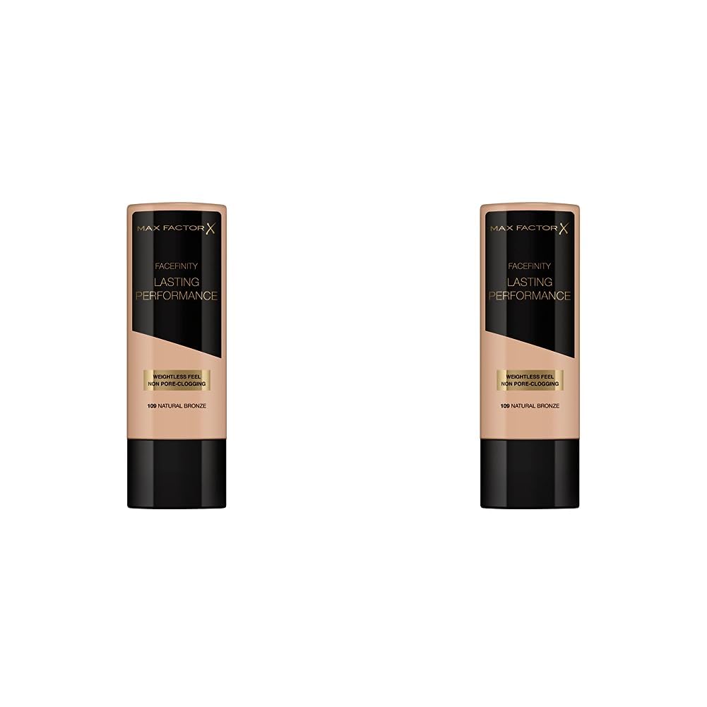 Bild von Max Factor Lasting Performance Foundation Natural Bronze 109 – Langanhaltendes Flüssig Make-Up – Für die perfekte, schwerelose Grundierung – 1 x 35 ml (1er Pack)