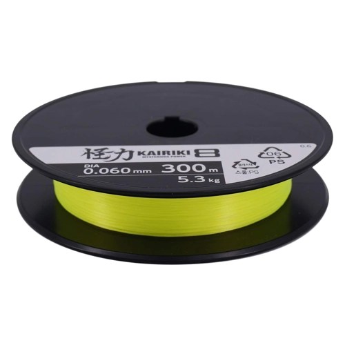 Bild von SHIMANO Kairiki 8 0,06mm 5,3kg 300m Gelb - Hochwertige geflochtene Angelschnur