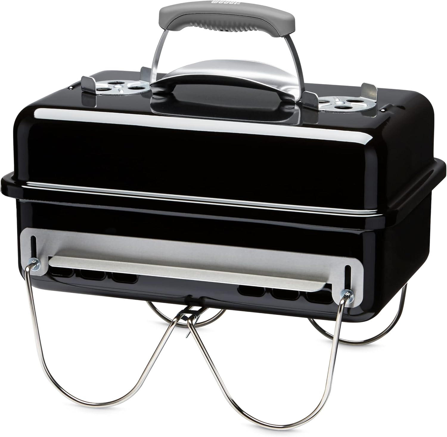 Bild von Weber Go-Anywhere Holzkohle Grill, 42 x 26cm Grillfläche, leichter tragbarer BBQ Grill, Tisch-Campinggrill mitporzellanemaillierter Schale & Deckel, umklappbare Standfüße - Schwarz (1131004)