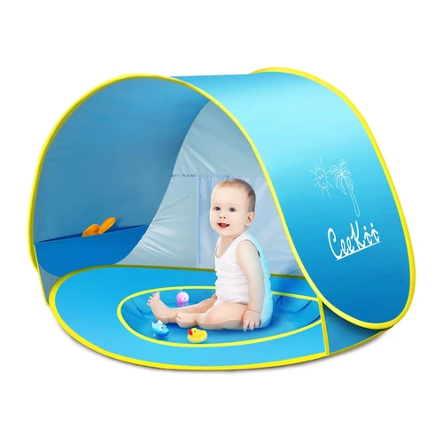 Bild von CeeKii Strandmuschel Pop Up Sonnenschutz Strand Baby Strand Zelt Portable Shade Pool UV-Schutz Sun Shelter für Kleinkinder, Strandmuschel, Baby Pool (Rosa)
