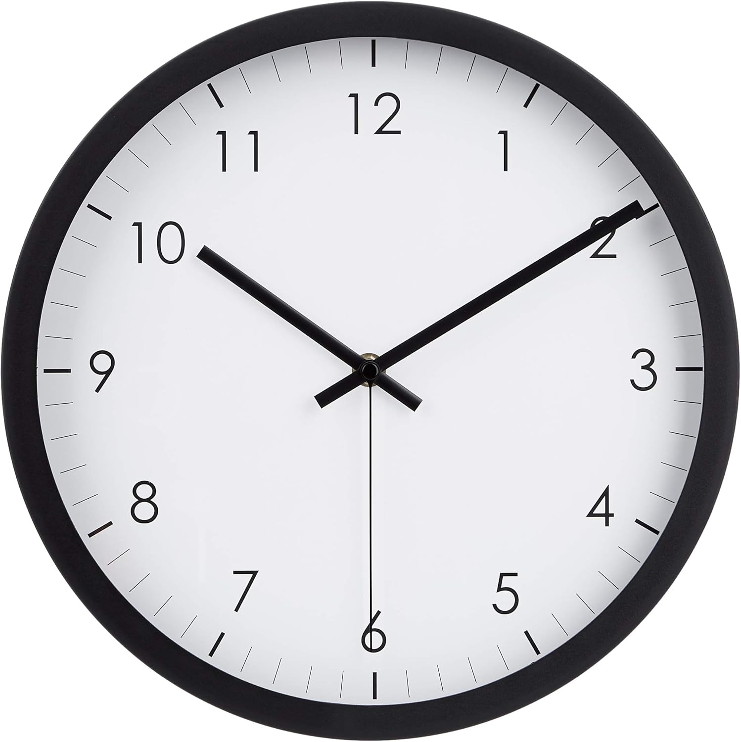 Bild von Amazon Basics, Klassische 30 cm Leicht Ablesbare Lautlose Batteriebetriebene Runde Wanduhr, Schwarz
