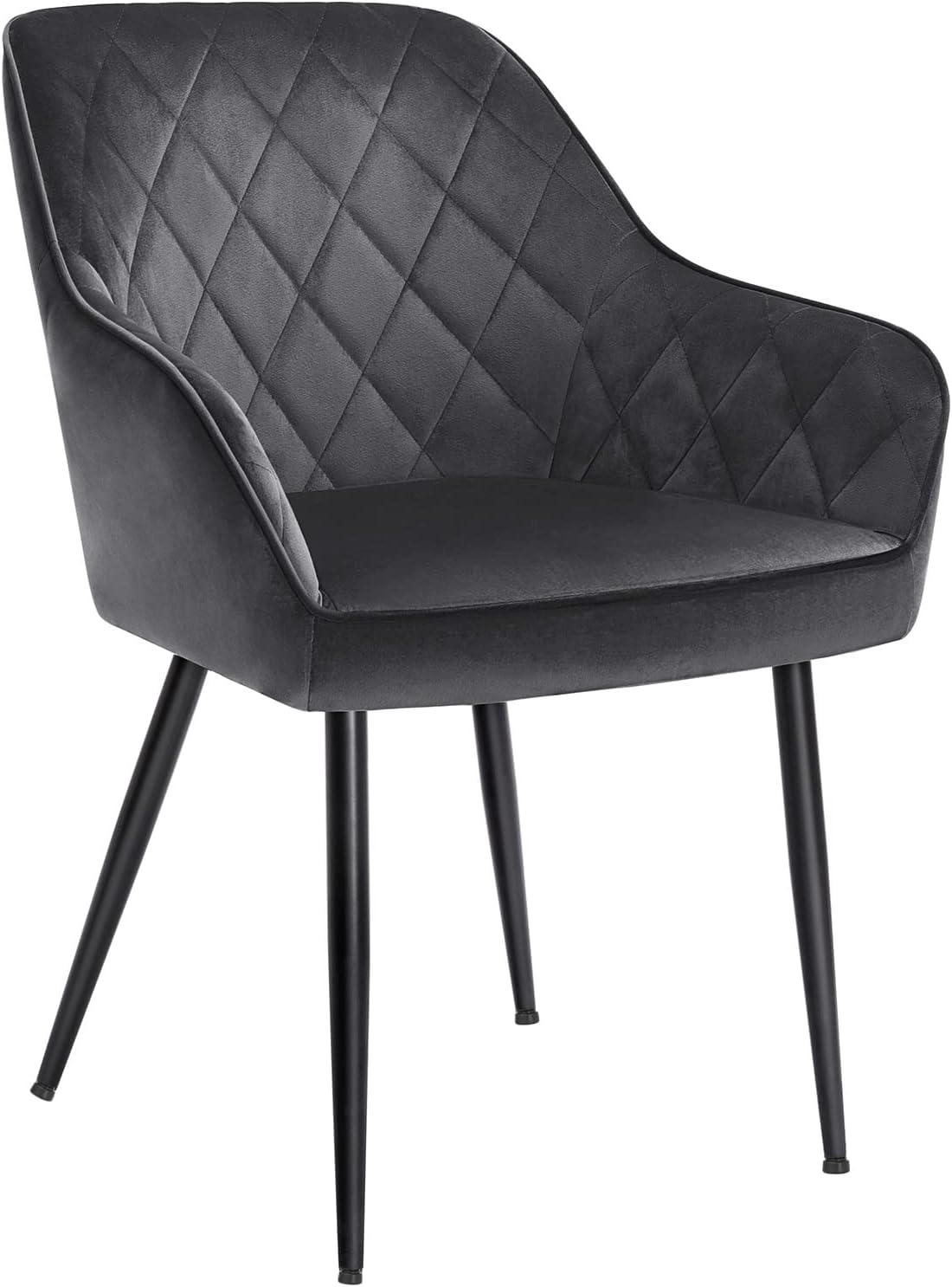 Bild von SONGMICS Esszimmerstuhl, Sessel, Loungesessel, mit Armlehne, Bezug aus Samt, Metallbeine, bis 110 kg belastbar, für Esszimmer, Küche, Wohnzimmer, Schlafzimmer, grau LDC088G01