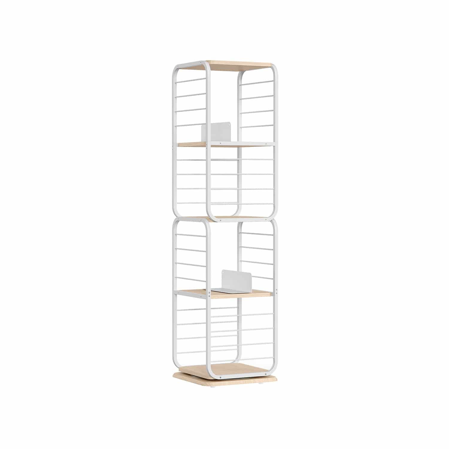 Bild von Bücherregal 4 Ebenen mit Buchstützen naturbeige-wolkenweiß