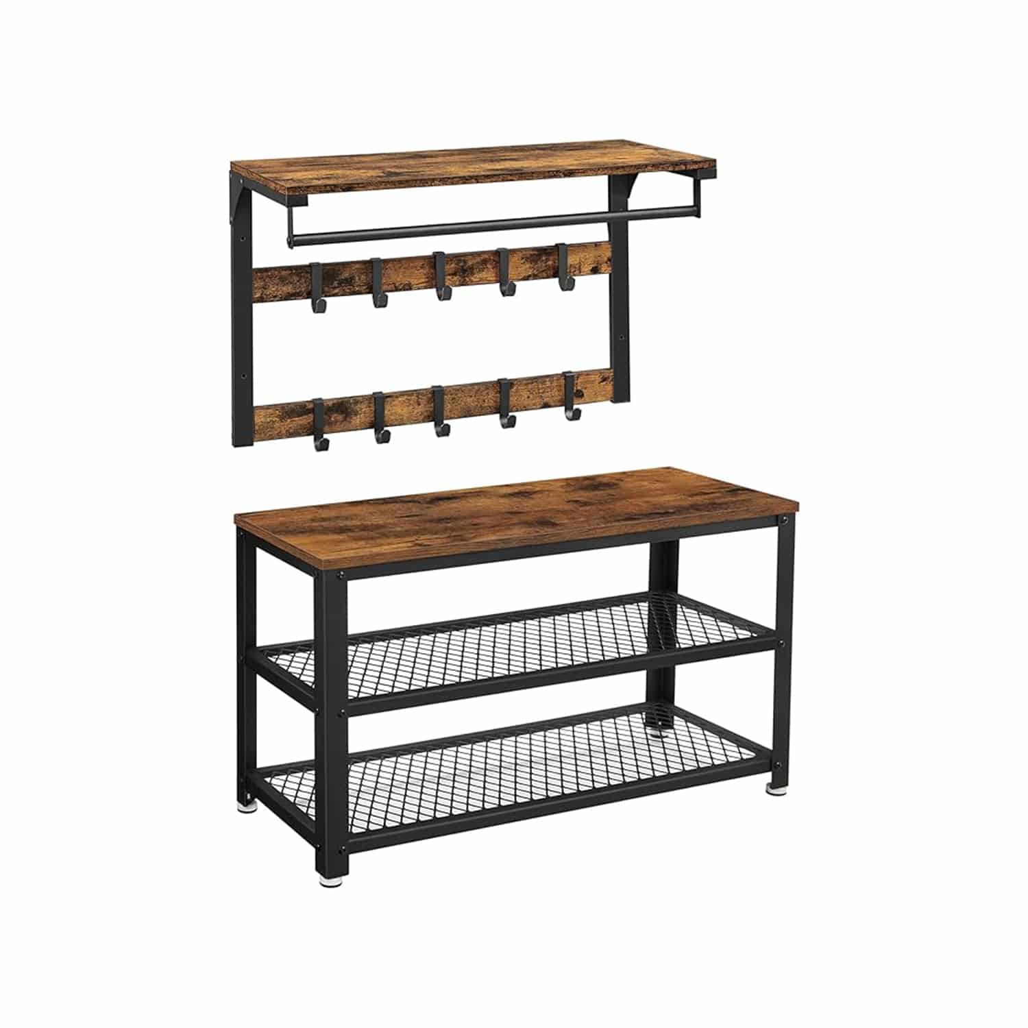 Bild von Wandgarderobe mit Metallgestell vintagebraun-schwarz