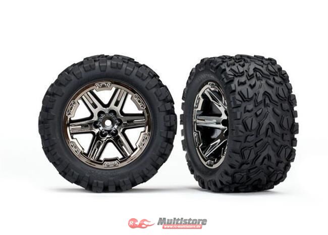Bild von TRAXXAS Rustler Reifen auf Felgen 2.8 RXT schwarz chrome, Talon Extreme (2) / TRX6773X