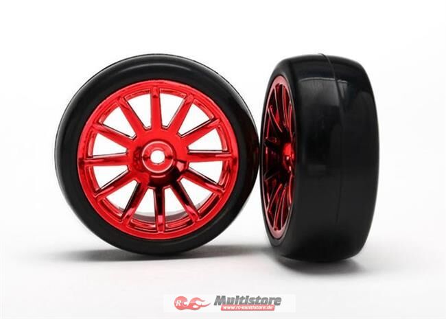 Bild von Traxxas Slick-Reifen auf Felge rot/ TRX7573X
