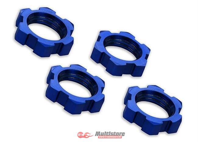 Bild von Traxxas XMAXX / X MAXX / E-Revo® VXL Brushless Rad Mutter Splined 17mm Serrated (blau-eloxiert) (4) / TRX7758