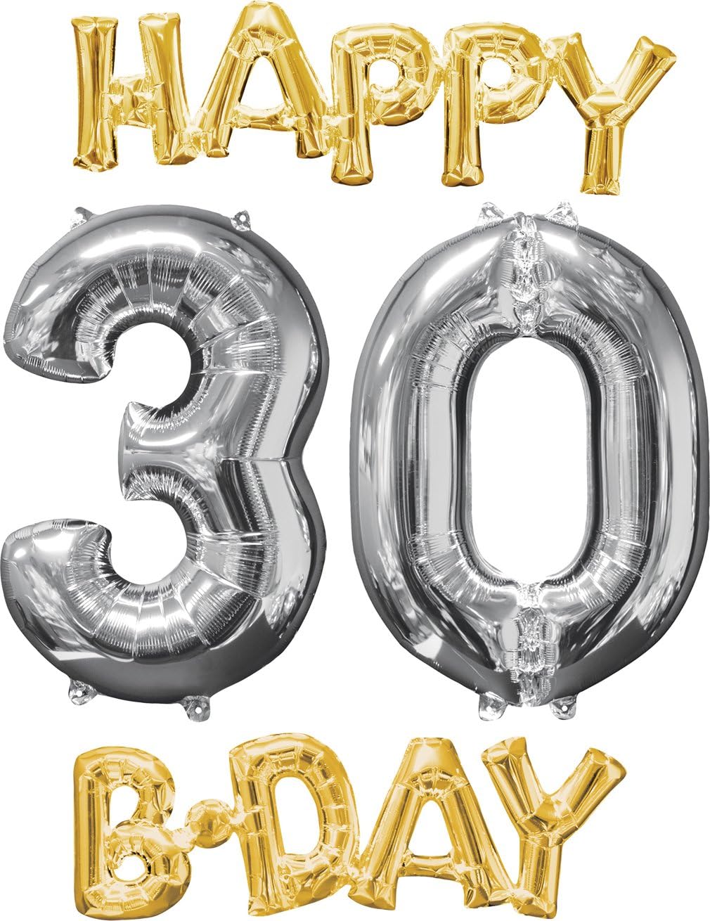 Bild von Amscan 3606401 - Balloon Bunch Folienballon Happy B-Day 30, Heliumballon, Geburtstag