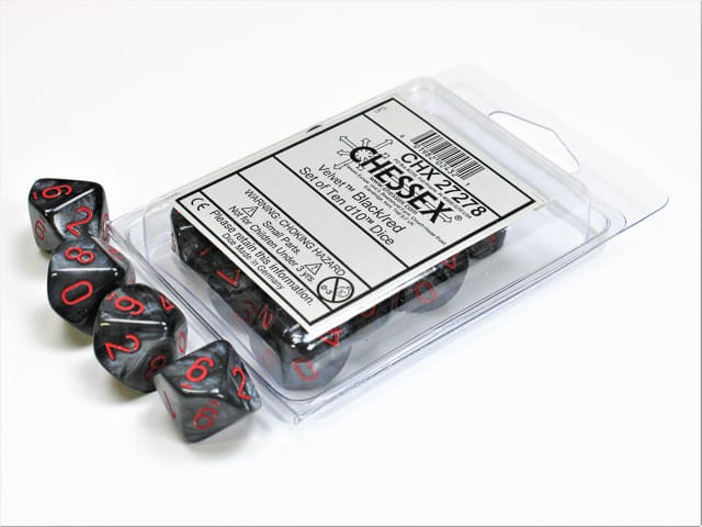 Bild von Velvet Black/Red 10x W10 Dice Set  D10 Würfel Dices
