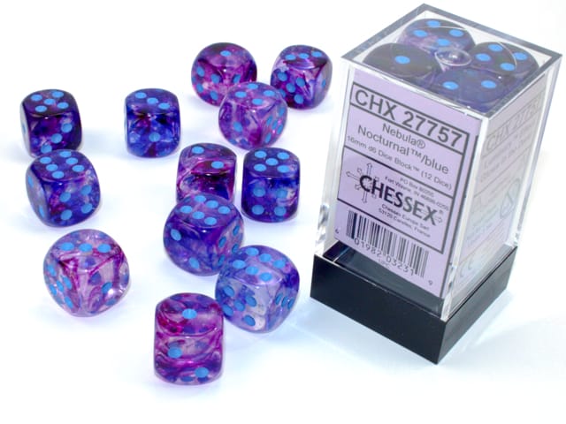 Bild von Nebula Nocturnal/Blue Luminary 12x 16mm W6 Dice Set D6 Würfel Dices