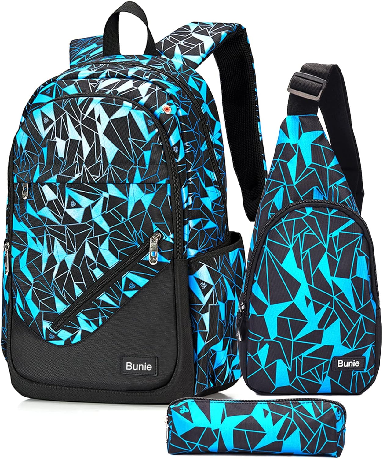 Bild von bunie Schulrucksack Jungen Teenager Kinder Große Schule Rucksack Mädchen Schultasche Coole Schulranzen Jungen 2 3 4 5 6 7 Klasse Ranzen Oder 8 9 10 11 12 13 14 15 Jahre School bag for Boys Sets Blau
