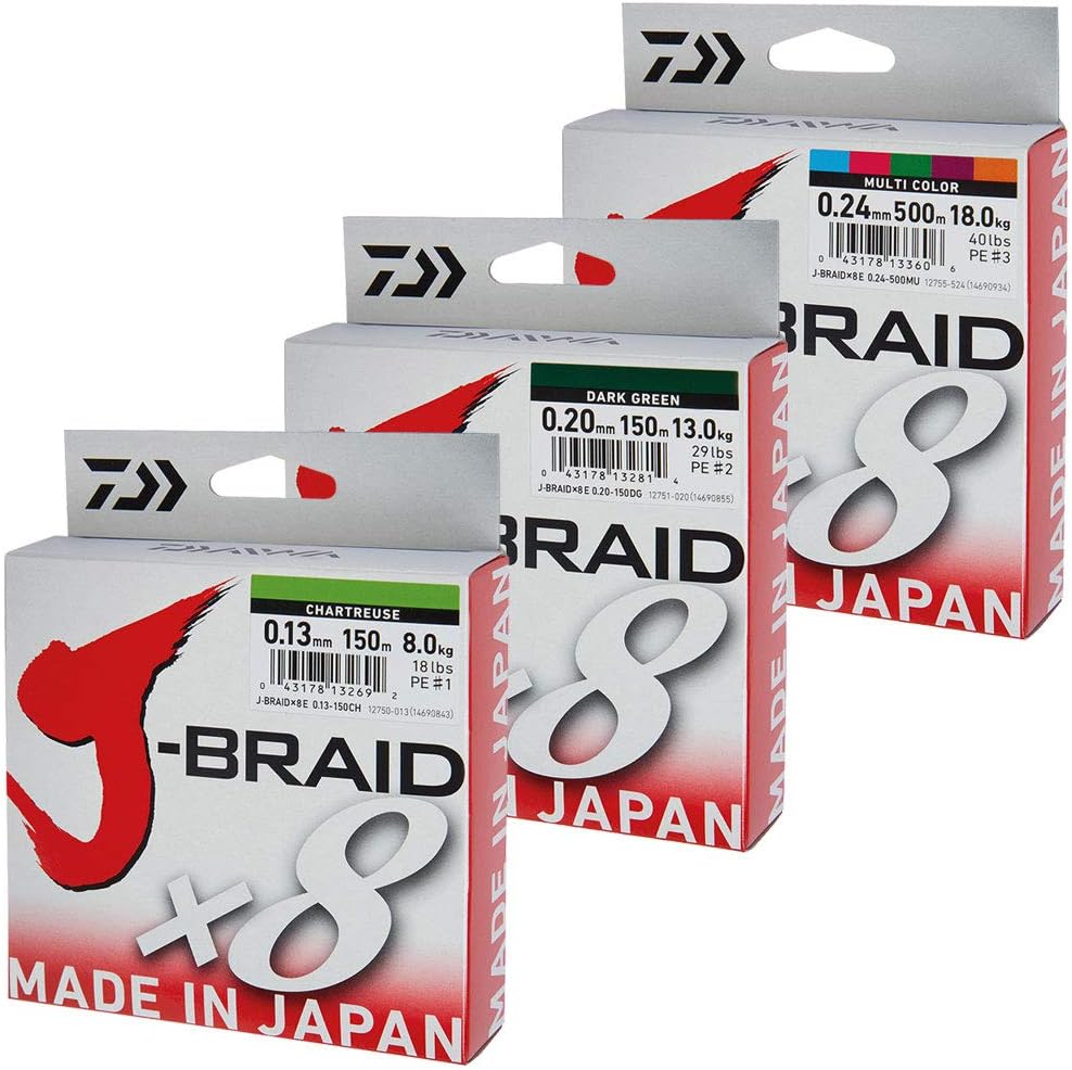 Bild von Daiwa J-Braid, 8-Fach geflochtene Angelschnur, 300 m, Dunkelgrün, Dunkelgrün, 0.18 mm