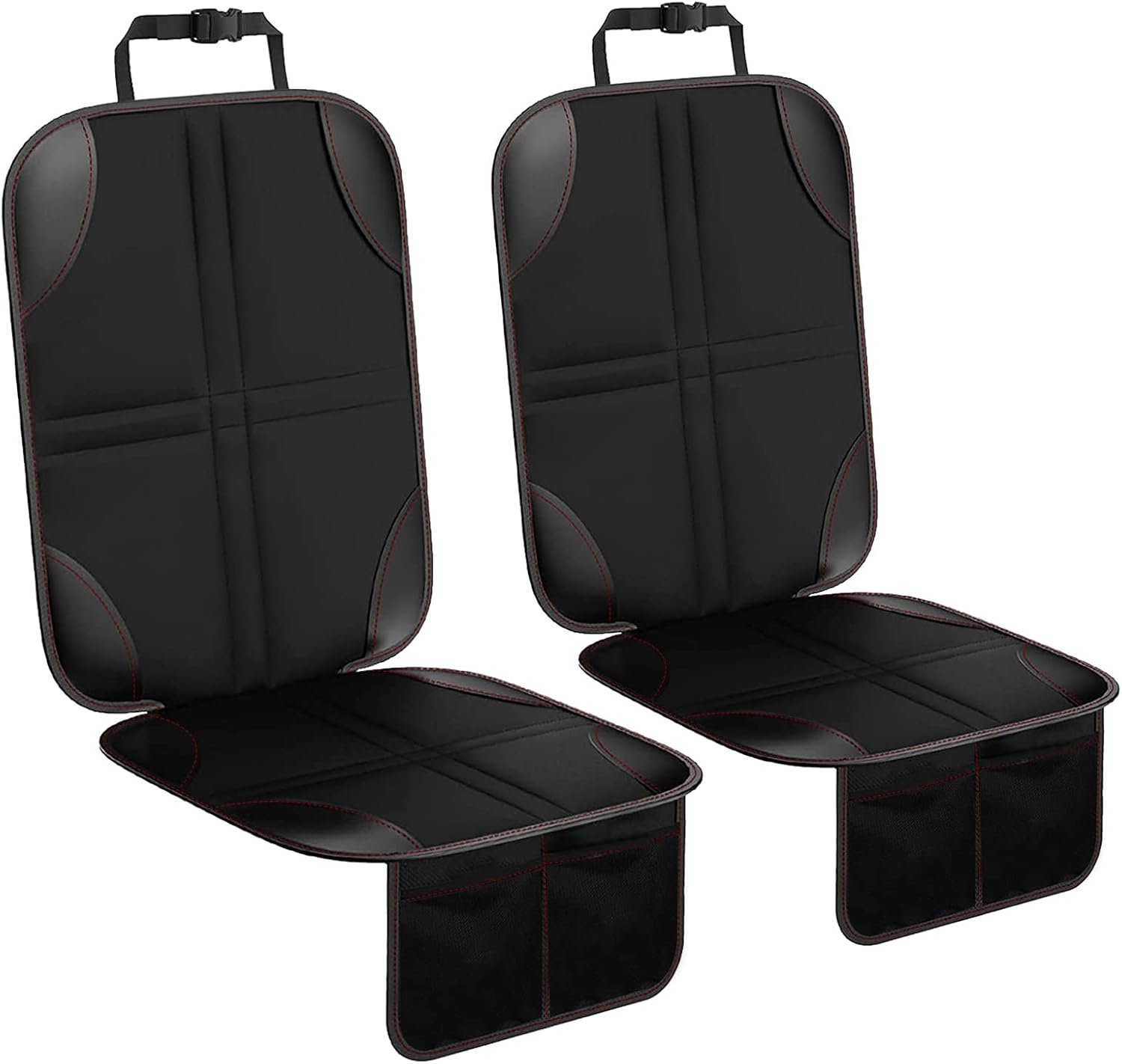 Bild von Gvolatee 2 Stück Kindersitzunterlage Isofix, rutschfest Wasserabweisender Autositzschoner, Universell Sitzschoner Auto Kindersitz, Autositzauflage mit Netztaschen, Schutzunterlage, Autositzschutz