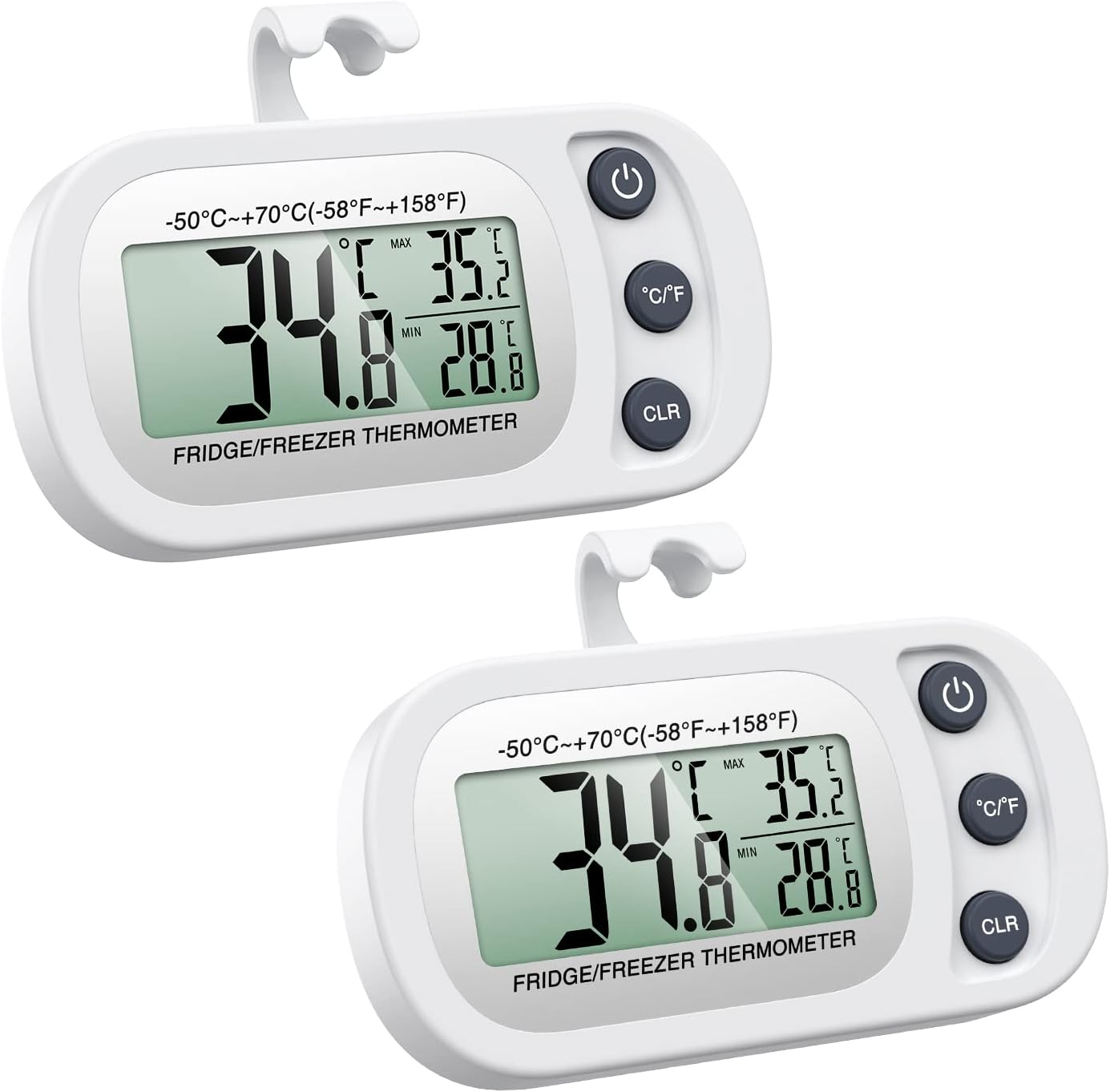Bild von ORIA Kühlschrank Thermometer, 2 Stk. Digitale Gefrierschrank Thermometer, Küchenthermometer Refrigerator Thermometer, Haken & Magnetisch, Max/Min Funktion, für Hause, Bars, Cafés - 2er Pack