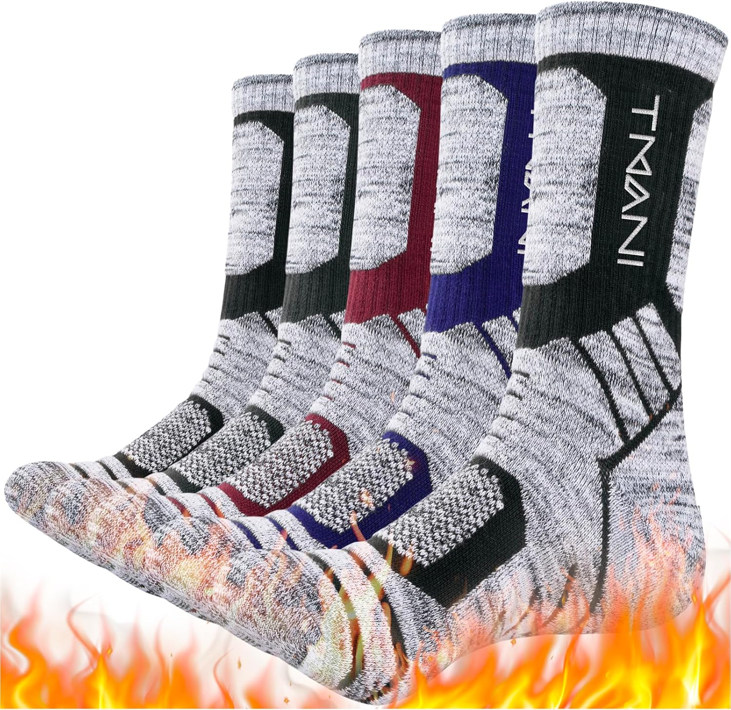 Bild von Tmani Herren Damen Dicke Socken Thermosocken 39-42 43-46 Warme Wintersocken Atmungsaktive Feuchtigkeitsableitende Gepolstert Antiblasen Polsterung Arbeitssocken Wandersocken 35-38 47-50 Sportsocken