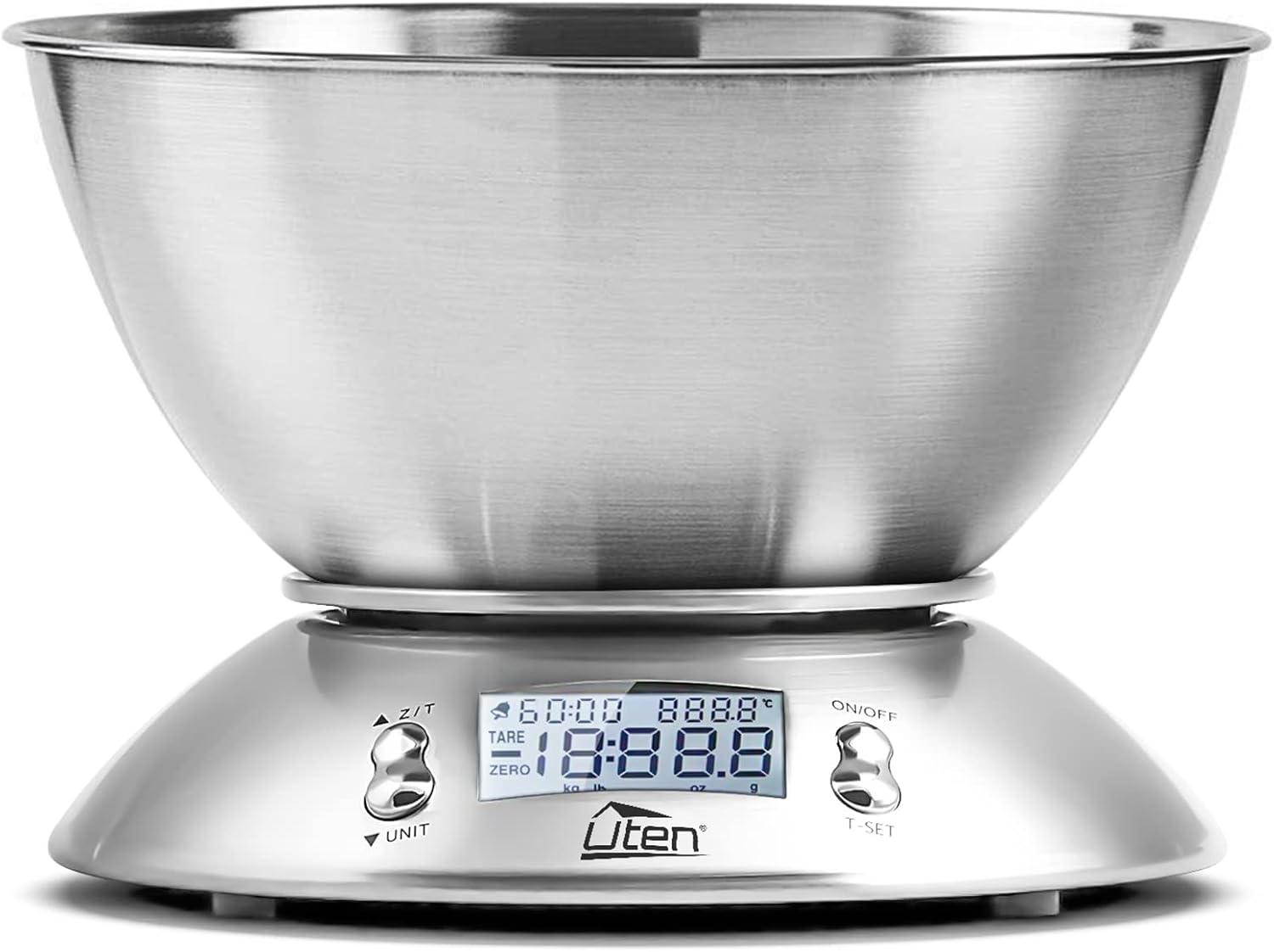 Bild von Uten Küchenwaage Digitalwaage Professionelle Waage Electronische Waage, Digitale Küchenwaage 5kg x 1g aus 304 Edelstahl Tara-Funktion mit LCD-Display Schale und Timer