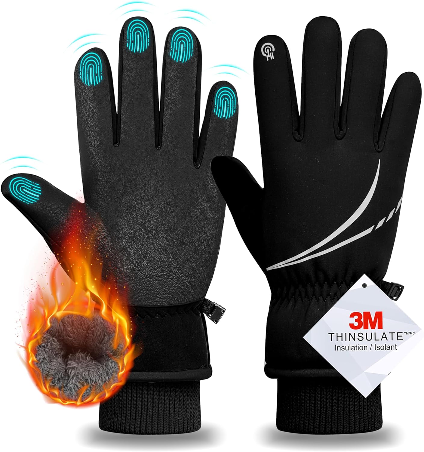 Bild von FORVEVO Skihandschuhe Herren Damen wasserdichte,Winterhandschuhe Herren Warme,3M Thinsulate Touchscreen Winddicht Snowboardhandschuhe für Laufen Skifahren Wandern Motorrad Radfahren(L)