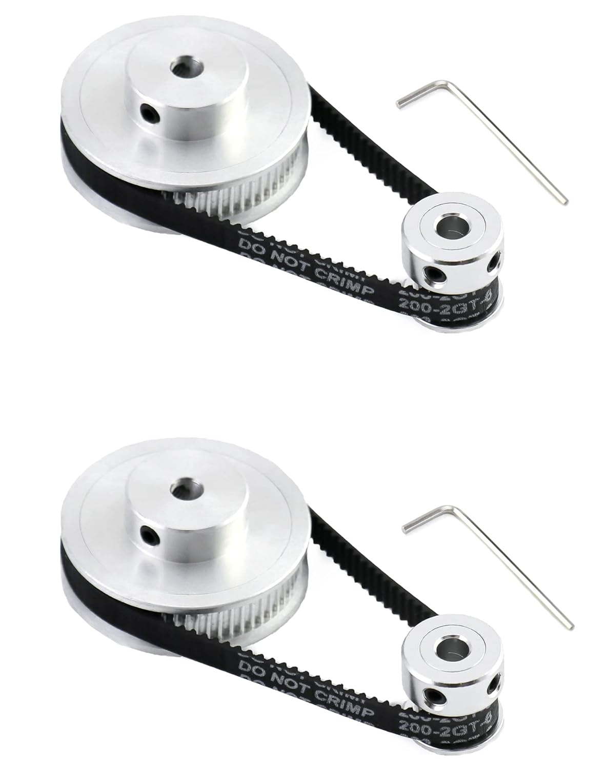 Bild von QWORK® 2 Sätze Zahnriemenscheibe 2GT für 3D-Druckers, 20 & 60 Zähne 5mm Bohrung Aluminium Zahnscheibe und 6mm Breite 200mm Länge Riemen