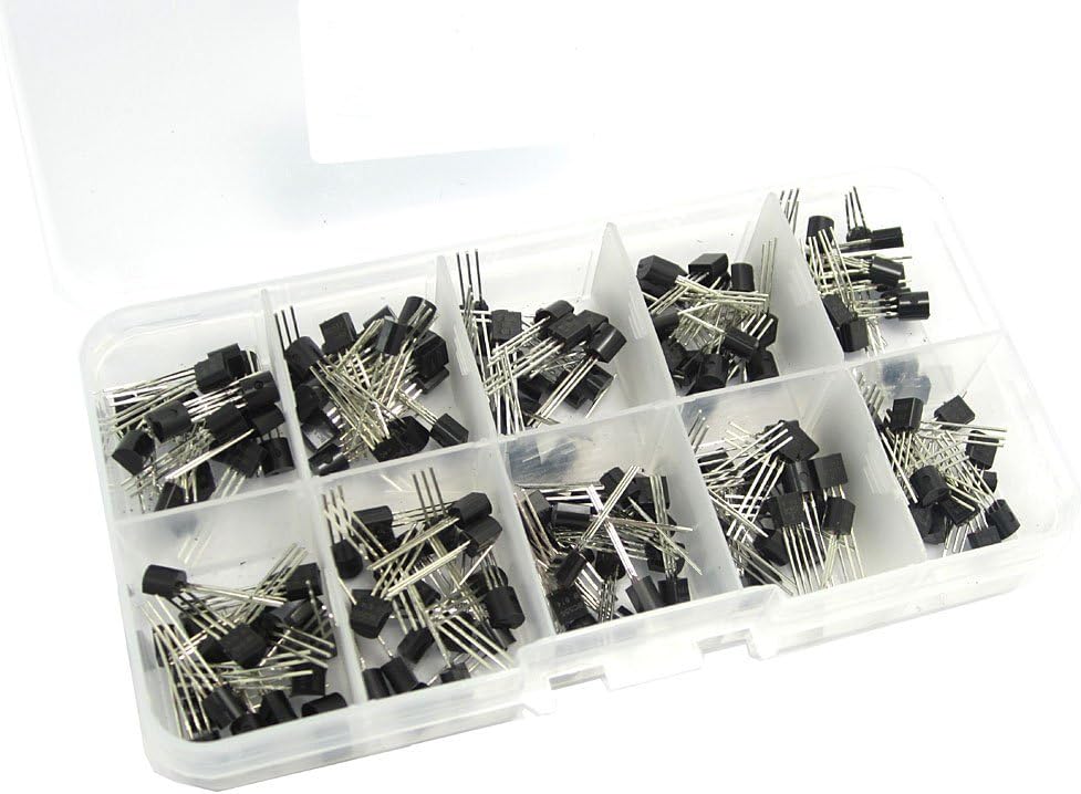 Bild von DollaTek 10 Werte 200PCS BC Transistors To-92 NPN PNP Power Transistor Sortiment Assorted Kit BC327-BC558 (bc327 Bc337 Bc517 Bc547 Bc548 Bc549 Bc550 Bc556 Bc557 Bc558) mit klarer Kunststoffbox