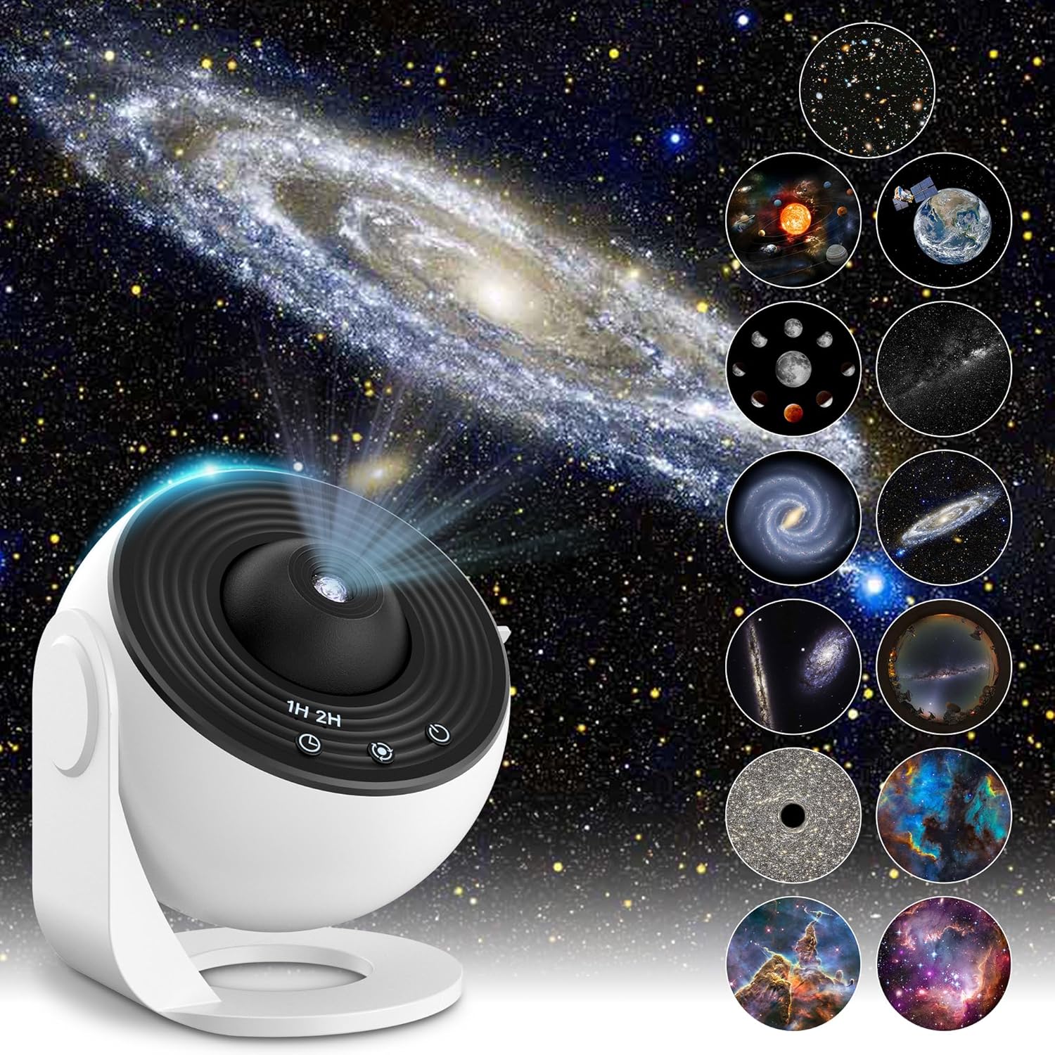 Bild von Mexllex Sternenhimmel Projektor, Projektor Lampe Sternenhimmel für Schlafzimmer, 12 Planeten Discs, LED Sternenhimmel Projektor für Kinder Erwachsene/Schlafzimmer/Party/Decke