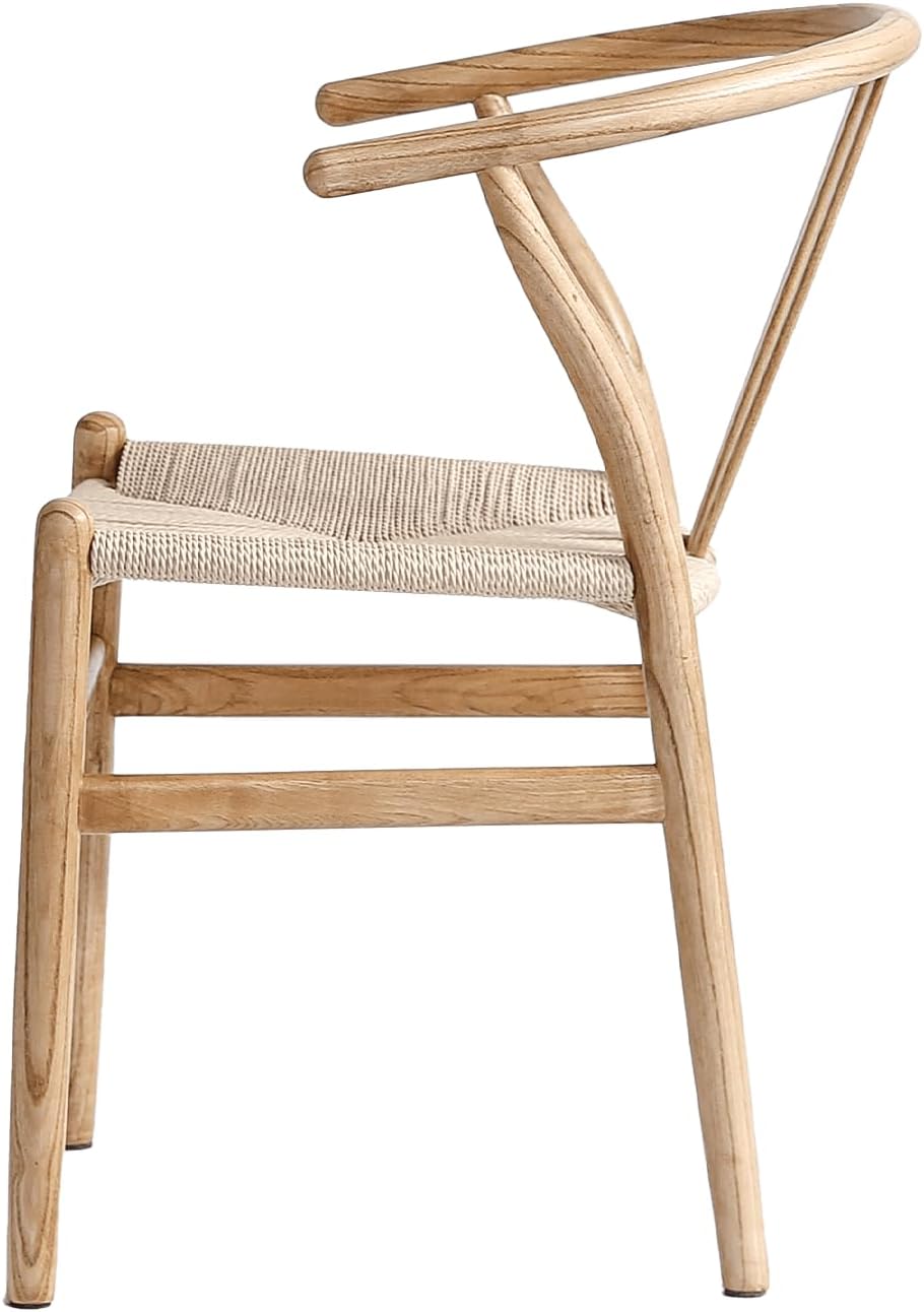 Bild von LIMHOME | FSC® Esszimmerstühle Wishbone Stuhl aus Massivem Holz und Papierschnur wischbone | Keine Montage erforderlich| (Natur(lackiert))