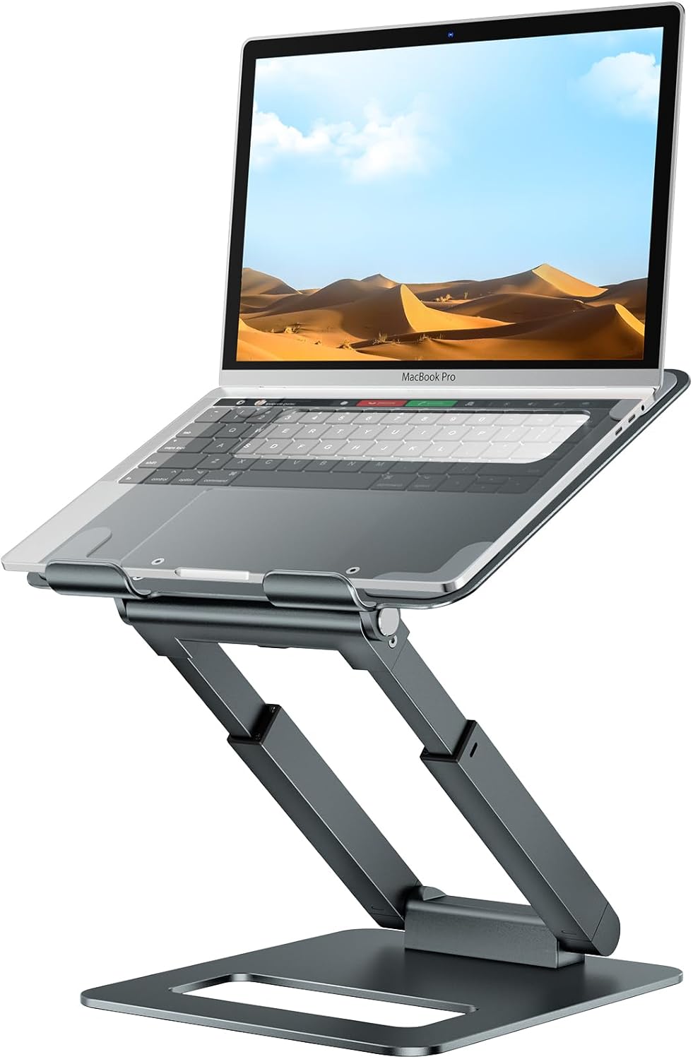 Bild von tounee Laptop Ständer Höhenverstellbar, Ergonomischer Computer Ständer, Adjustable Laptop Stand, Notebook Halterung Schreibtisch, Standing Desk Converter mit MacBook Pro, Laptops 10–17" Grau