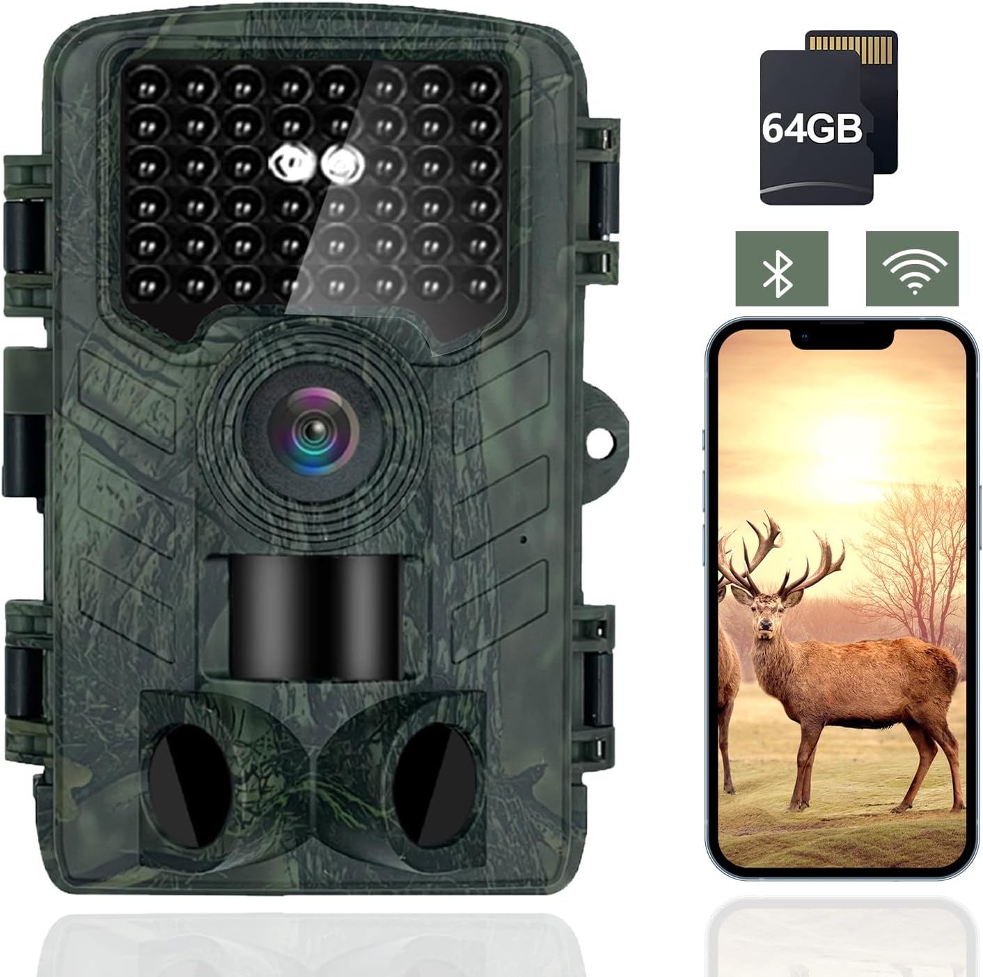 Bild von Aoomoon Wildkamera,60MP 4K Video Wildkamera mit Handyübertragung App,0.2s Schnelle Trigger Nachtsichtgerät, Wildtierkamera mit Bewegungsmelder Nachtsicht