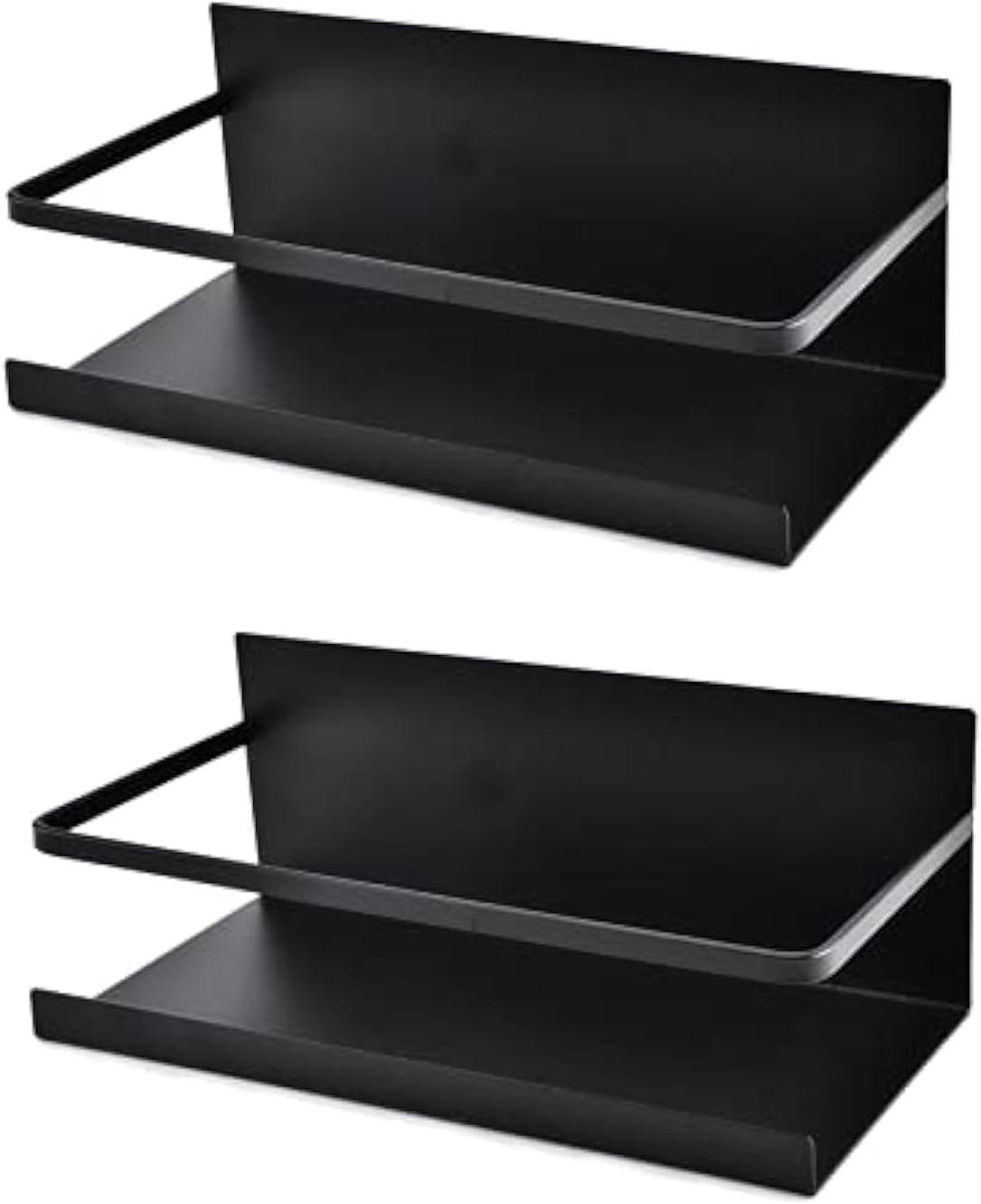 Bild von Luchs – 2er Set Magnetisches Regal für Kühlschrank aus Edelstahl, Hängeregal, Küchenregal, Gewürzregal, Kühlschrank Regal, Organizer mit Haken (Schwarz)