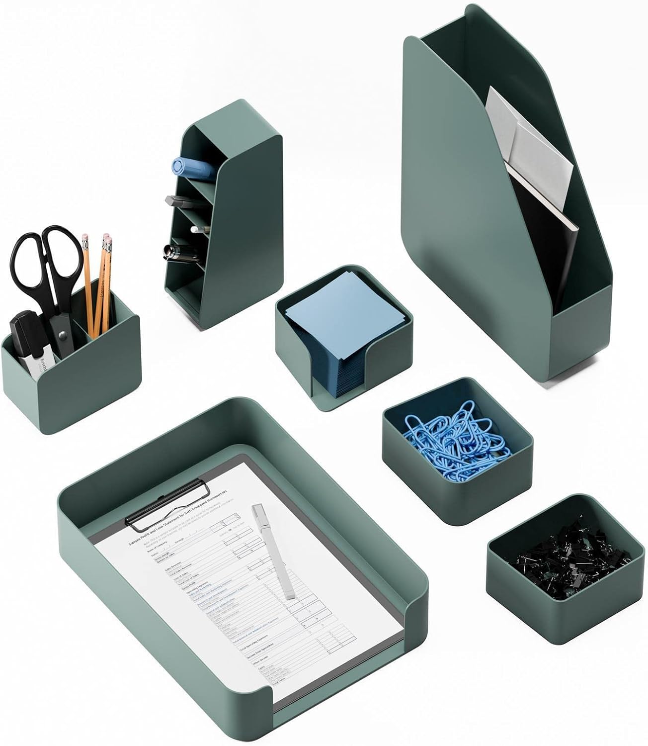 Bild von Schreibtisch Organizer mit RED DOT Design Award - Premium Stiftehalter aus recyceltem Material - Büro Organizer für umweltfreundliche Ordnung am Schreibtisch - Home-Office Desk Organizer - Grün