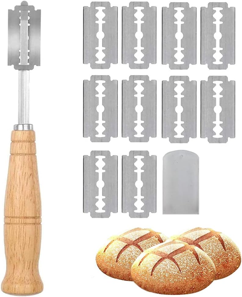 Bild von CENRONG Bäckermesser，Baguettemesser Teigmesser Brot bäcker cutter mit 10 Rasierklinge Ritzmesser zum einschneiden von baguette，für DIY Brotteig Muster