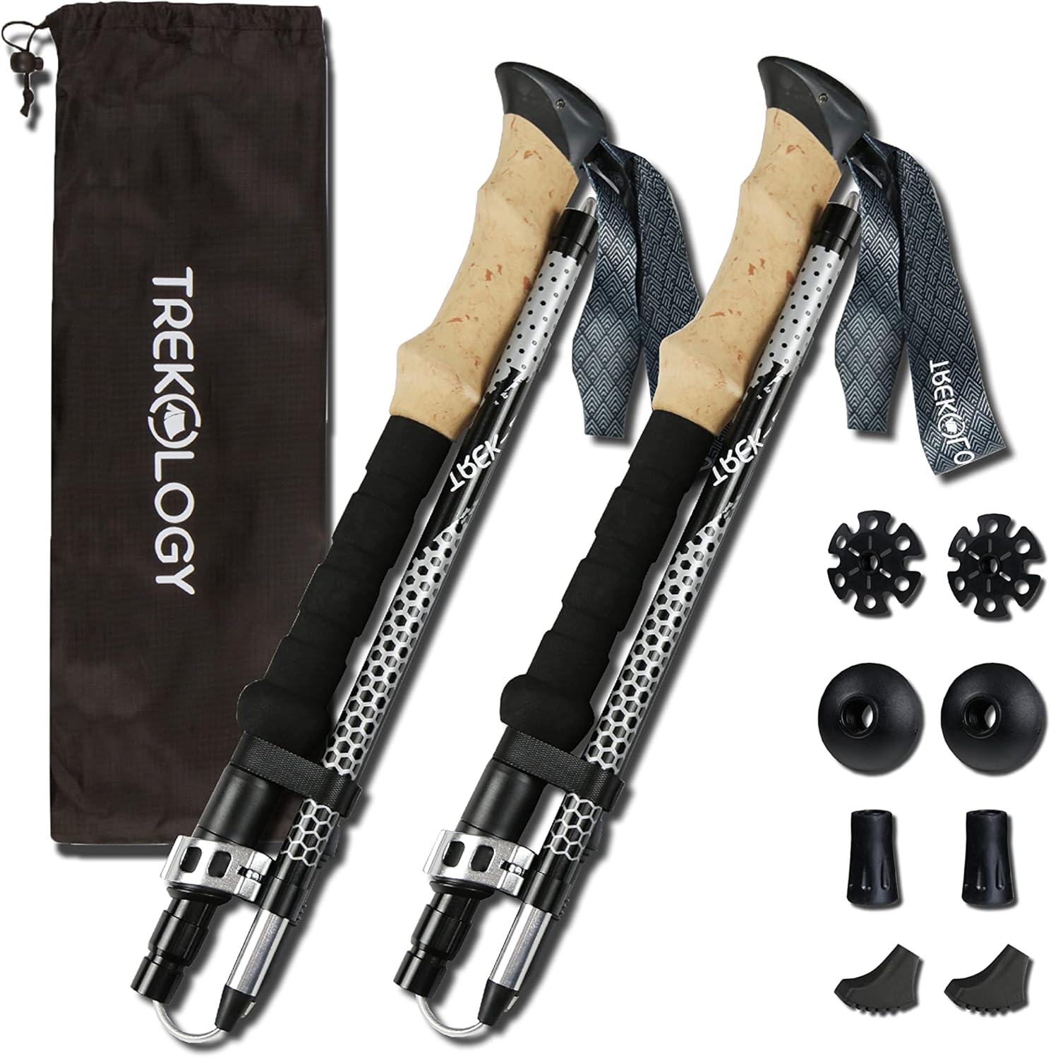 Bild von Trekology Trek-Z Wanderstöcke – Verstellbare, Leichte Aluminium-Trekkingstöcke, Tragbarer Wanderstock für Damen, Herren, Wandern, Trekking, Senioren