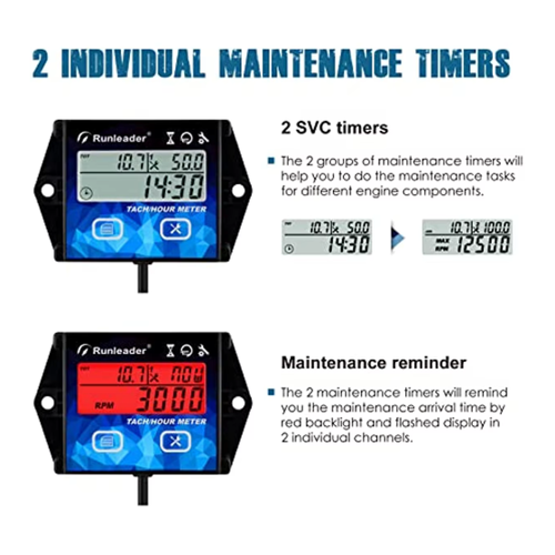 Bild von Digital Hour Meter Tachometer für 2/4 Takt Motoren