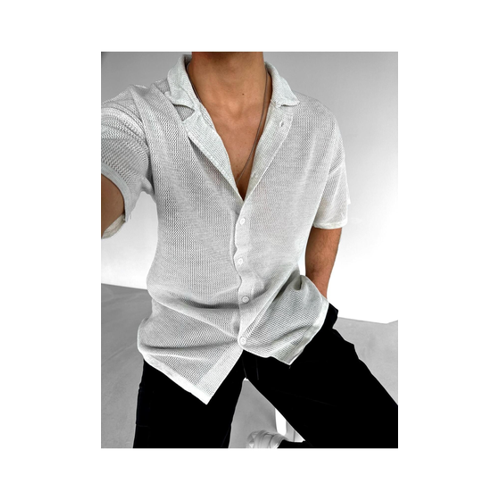 Bild von Ablukaonline Graues, Dehnbares, Übergroßes Strickhemd für Herren - XL