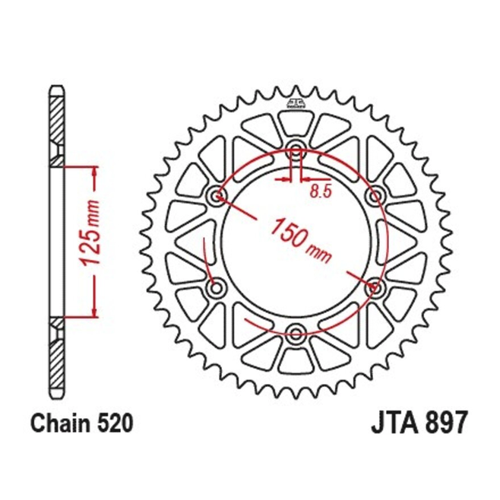 Bild von JT SPROCKETS Racelite Aluminium Schwarz Ritzel 897 - 520: Leicht und leistungsstark für Ihr Motorrad