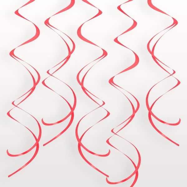Bild von Deko-Spiralen in Rot, glänzende Kringel aus Kunststofffolie, 8 Stück