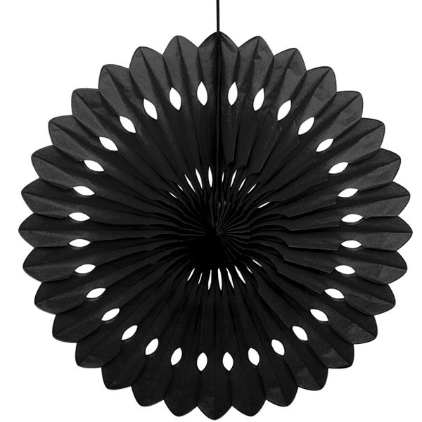 Bild von Fächerblume schwarz mit langem Klebepad und Schnur, 40 cm, 1 Stück
