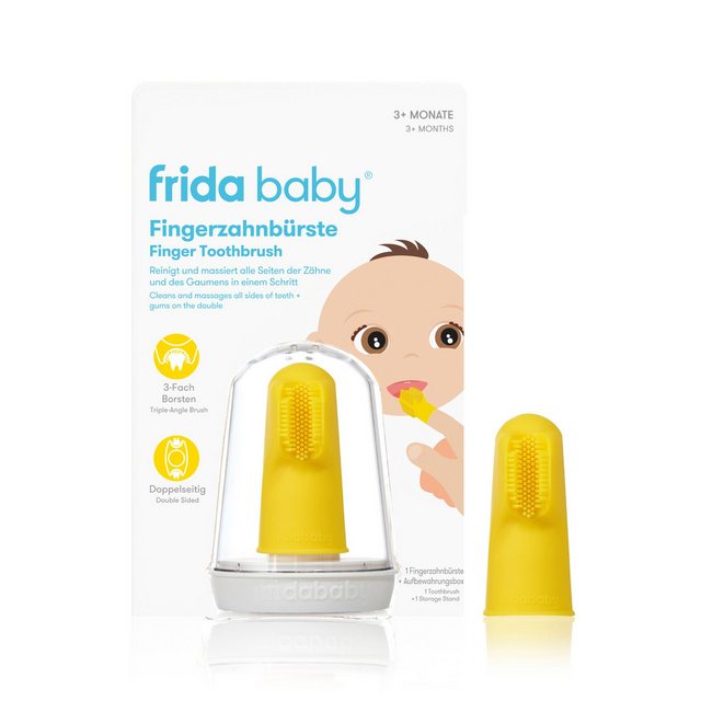 Bild von Frida Lernzahnbürste Fingerzahnbürste für Kinder im Alter zwischen 3 Monaten und 2 Jahren, dreiseitiges Borstendesign reinigt alle Zahnseiten auf einmal