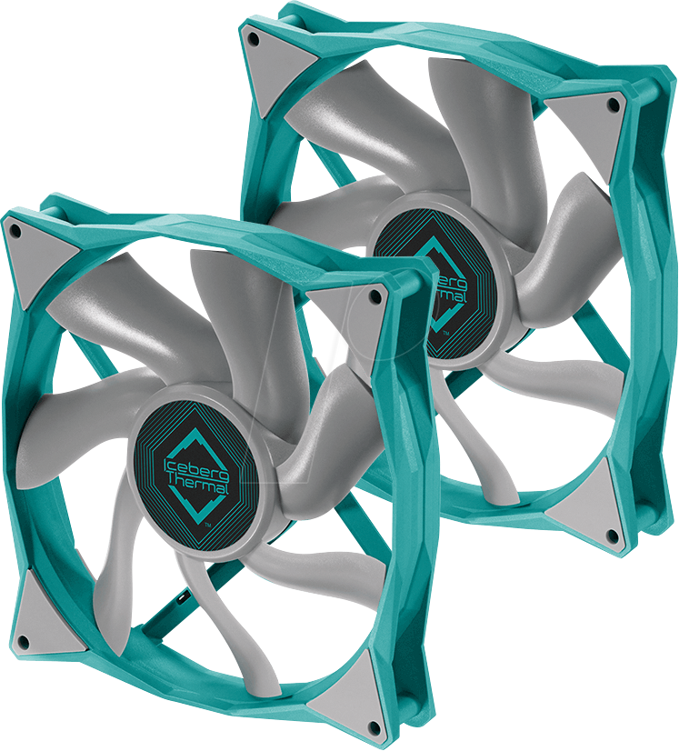 Bild von Iceberg Thermal IceGALE, 2er-Pack 140x140x25mm 500-1600 U/min 36 dB(A) grau/türkis