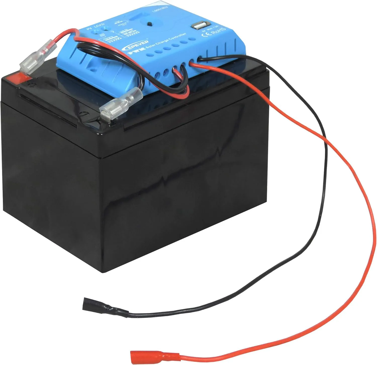 Bild von 12V Blei Vlies Akku mit 12 Ah und Laderegler für 9 Volt Elektrozaungeräte, ausgestattet mit Überlade- und Tiefentladeschutz, ideal für Solarsysteme