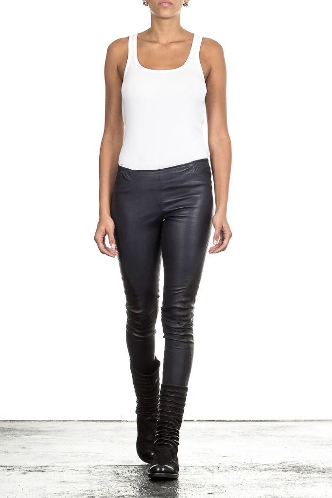 Bild von NOVE Damen Lammnappa Lederleggings dunkelblau