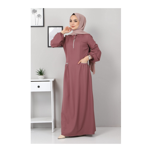 Bild von Modamihram Kleid Mit Reißverschlussdetail Dusty Rose für Damen - 46