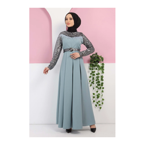 Bild von Modamihram Abendkleid Mit Pailletten Und Federn, Mintgrün für Damen