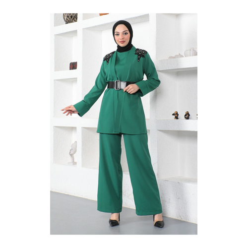 Bild von Modamihram Overall-Set mit Spitzendetail in Smaragd für Damen