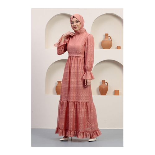Bild von Elegantes Spitzen-Abendkleid in Lachsfarben für Damen