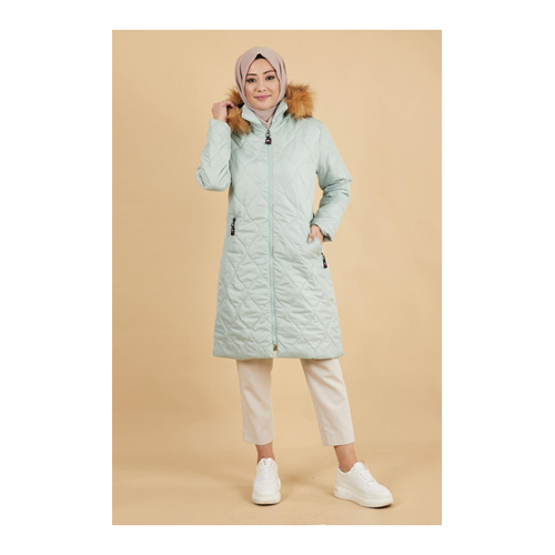Bild von Modamihram Steppjacke Mit Reißverschluss, Mintgrün für Damen - 40