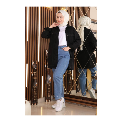 Bild von Modamihram Steindetaillierte Jeanshose Light Denim für Damen - 36