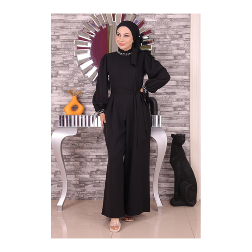 Bild von Modamihram Jumpsuit-Kleid mit Perlendetail in Schwarz für Damen