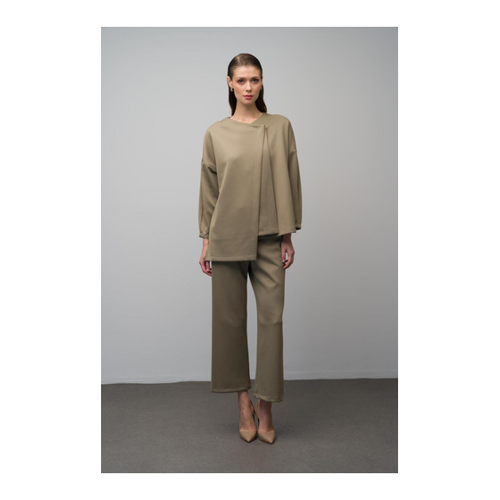 Bild von Olcay Grünes Scuba-set Aus Jacke Und Hose Mit Niedrigen Ärmeln – für Damen - S