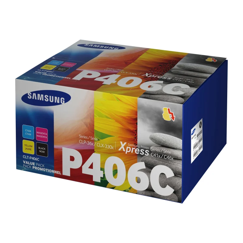 Bild von HP Inc Samsung CLT-P406C - 4er-Pack - Schwarz, Gelb, Cyan, Magenta - Original - Tonerpatrone (SU375A) - für Samsung CLX-3300, 3302, 3303, 3304, 3305, 3306, 3307, SCX-3300, 3301, 3305, 3306 (SU375A)