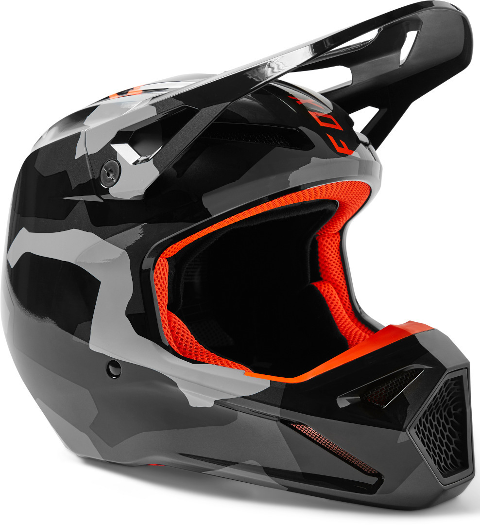 Bild von FOX V1 BNKR Jugend Motocross Helm, schwarz-grau, Größe S